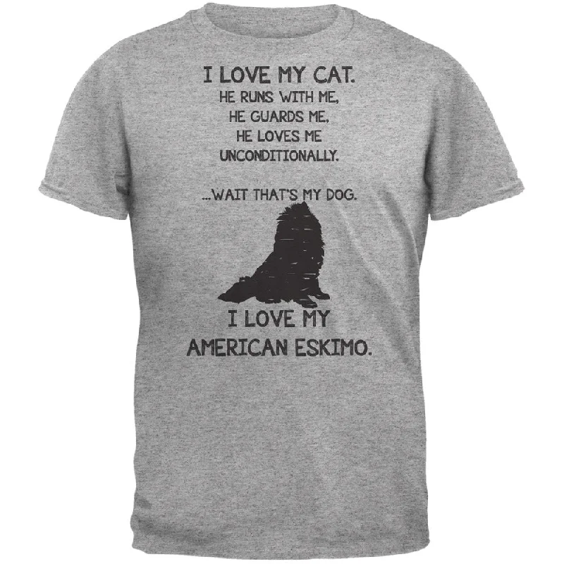 I Love My American Eskimo Boy Heather Grey Adult T-Shirt