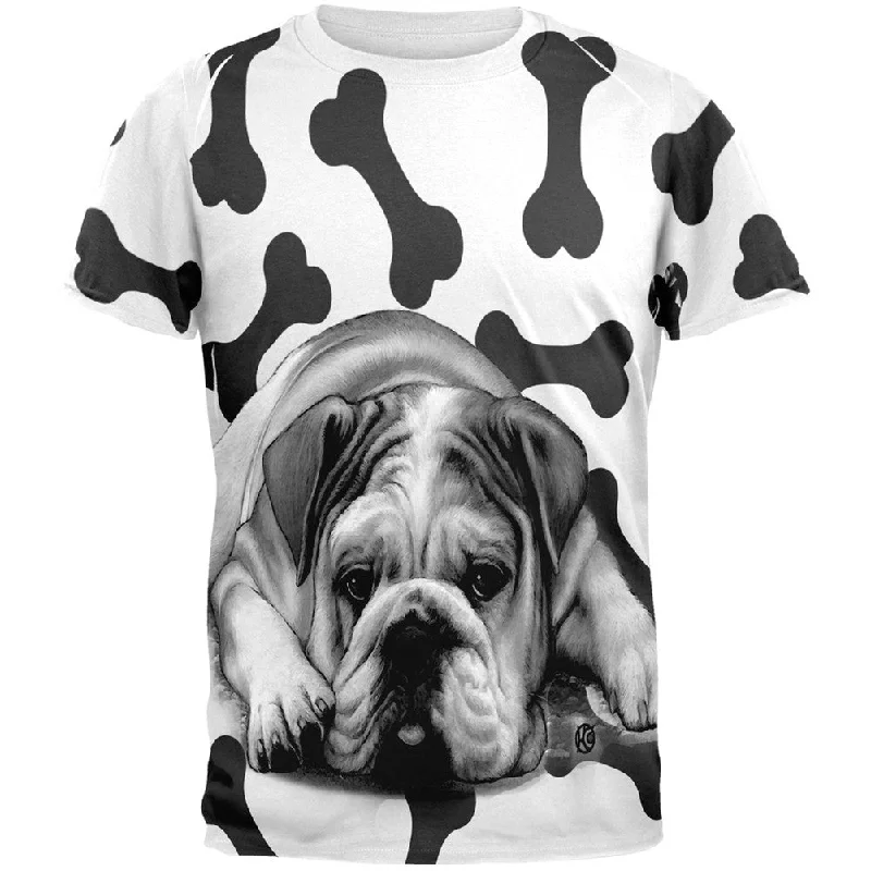 Bulldog and Bones All Over Adult T-Shirt