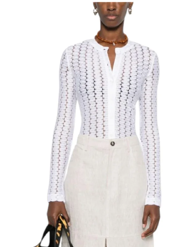 Zigzag Pattern Cardigan In Brilliant White