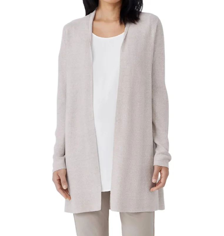 Long Cardigan In Natural/white