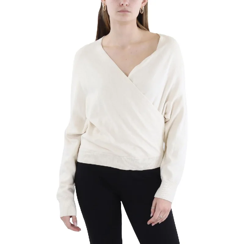 Womens Knit Long Sleeves Wrap Sweater