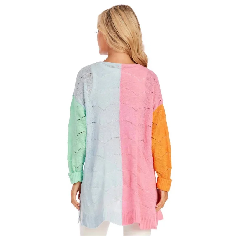 Parker Pastel Colorblock Cardigan In Multi