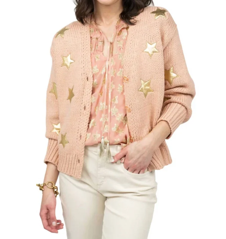 Gold Star Cardigan In Blush