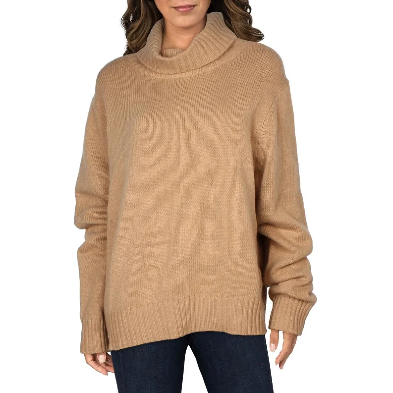 Womens Long Sleeve Ribbed Trim Turtleneck Sweater