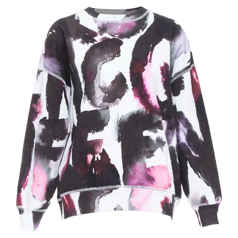 Alexander McQueen logo watercolor print long sleeve crew sweater