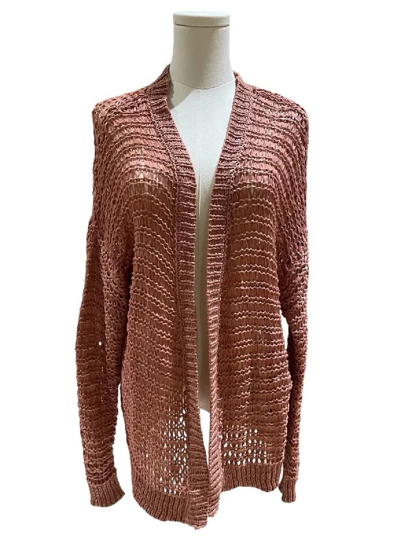 Women's Open Knit Lightweight Cardigan In Orange