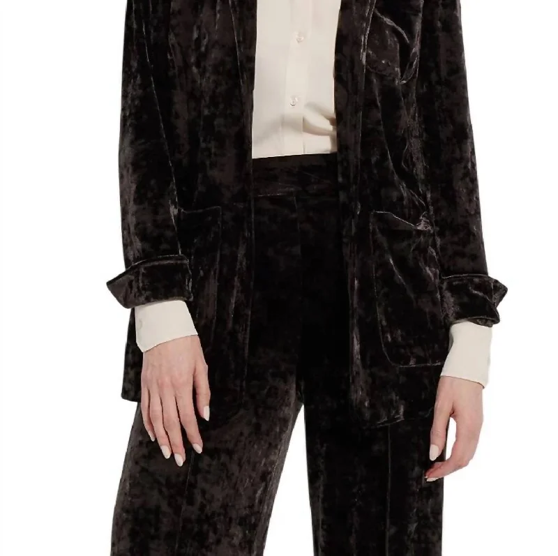 Shay Crushed Velvet Suit Blazer In Double Espresso