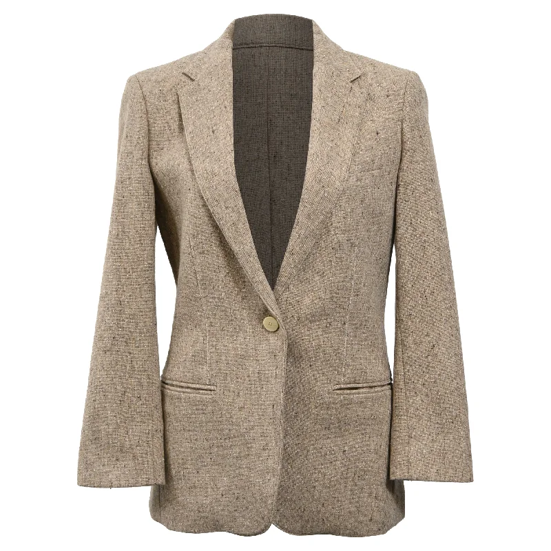 Theory Single-Breasted Blazer in Brown Tweed Wool