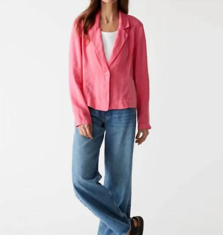 Pearson Ribbed Mixed Blazer In Flamingo Pink