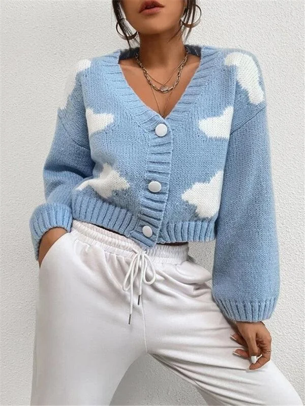 Cloud Crop Women Cardigan Sweater