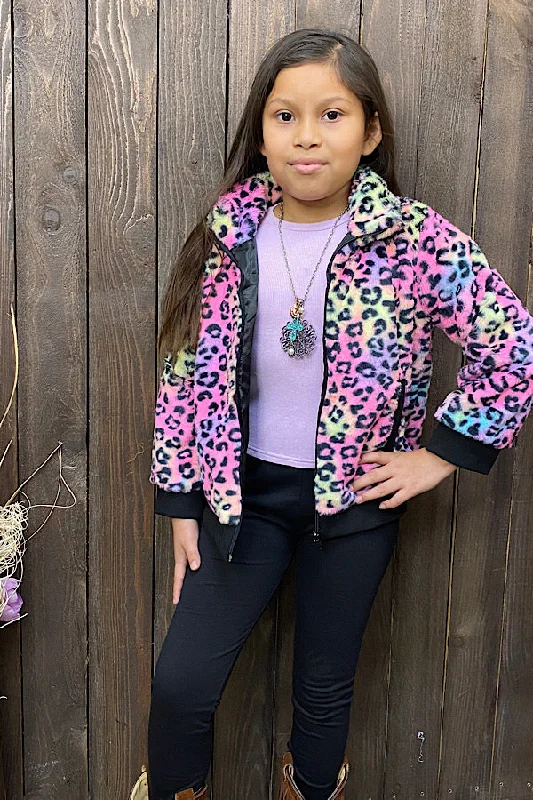 DLH2655     TIE DYE LEOPARD PRINT GIRLS JACKET