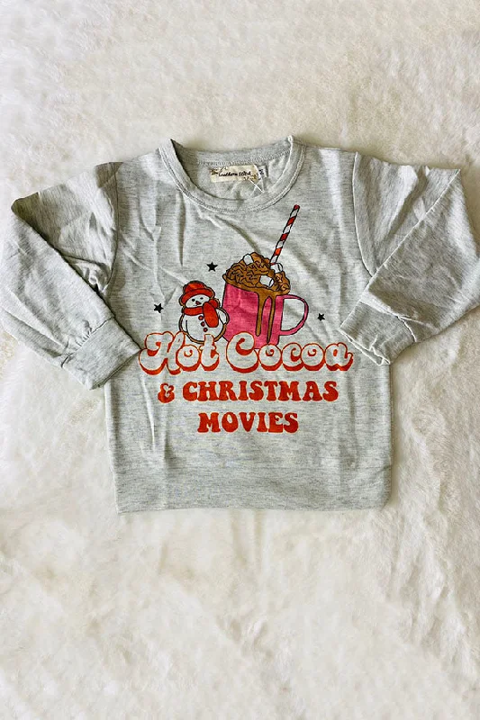 XCH0011-5H Wholesale Hot Cocoa CHRISTMAS MOVIES grey long sleeve sweatshirt