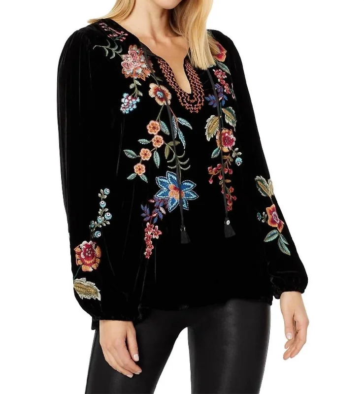 Ardell Velvet Relaxed Blouse In Black