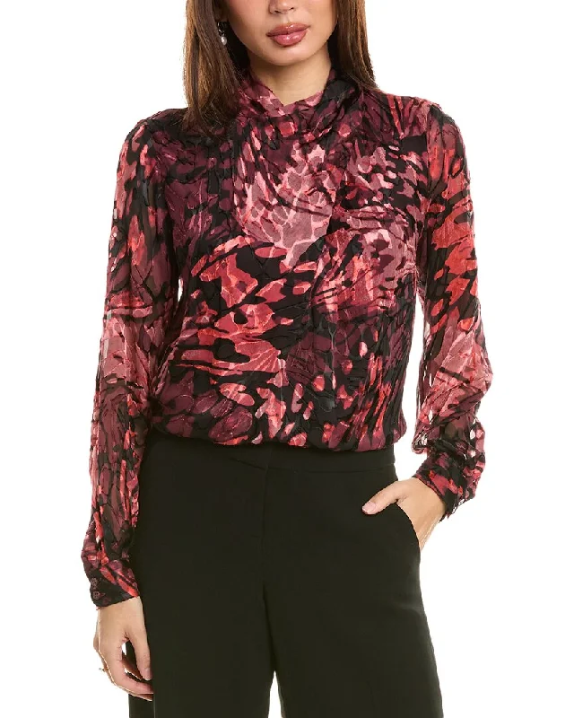 Elie Tahari Twist Neck Silk-Blend Blouse