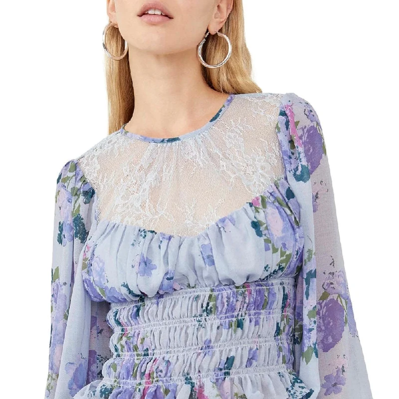 Free People Women's Daphne Blouse Blue Size X-Small