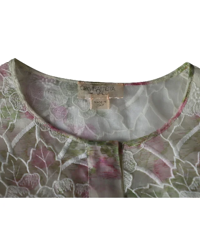 Giambattista Valli High-Low Blouse in Floral Print Silk