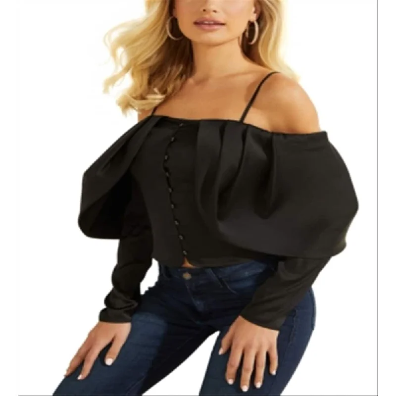 Guess Women's Yessica Off The Shoulder Blouse Black Size Medium