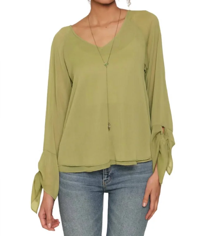 Justine Layered Chiffon Blouse In Sage