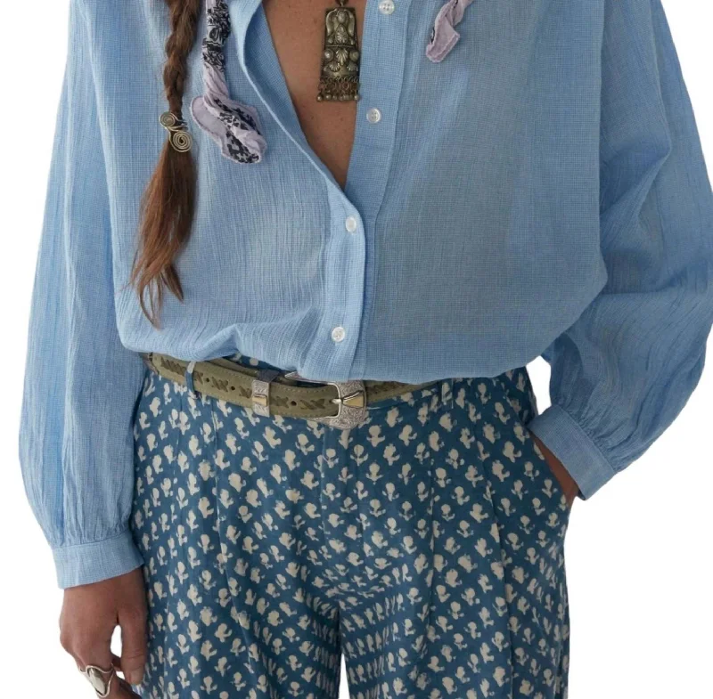 La Rochelle Truffaut Blouse Top In Blue Sky