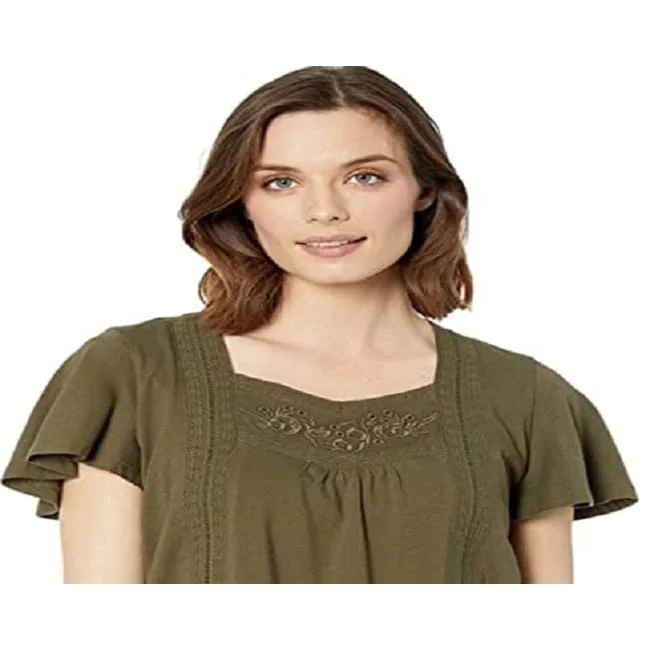 Lauren Ralph Lauren Womens Eyelet Boho Blouse Green Size Small