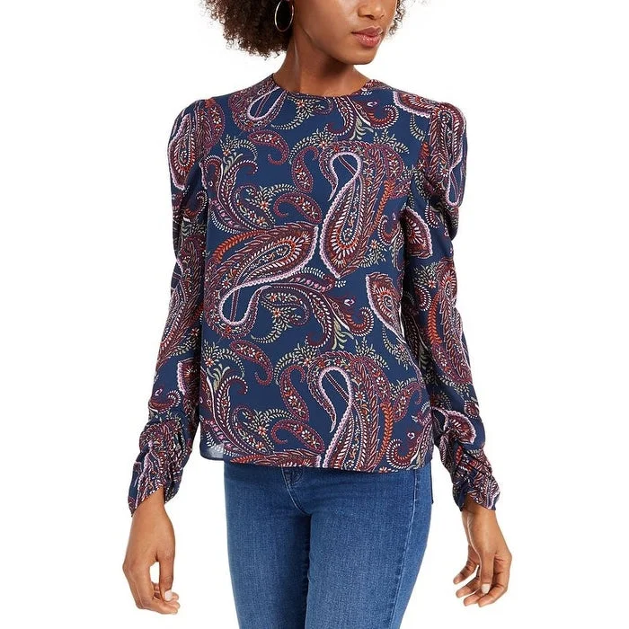 Leyden Women's Printed Puff Sleeve Blouse Blue Size X-Large