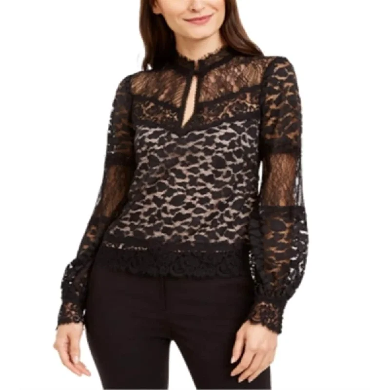 Nanette Lepore Women's Leopard Lace Blouse Black Size 8