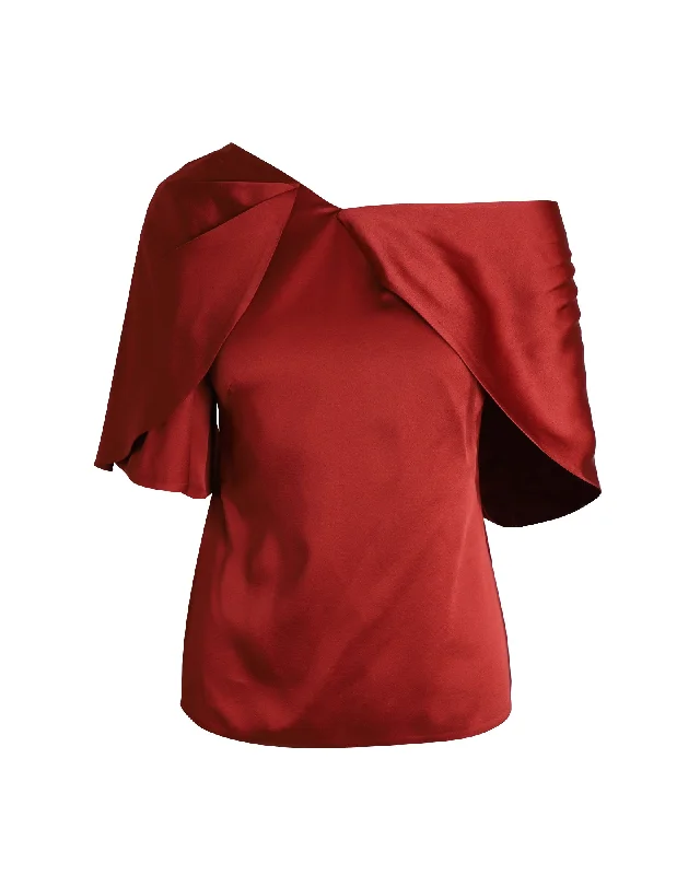 Peter Pilotto Asymmetric Blouse in Red Acetate