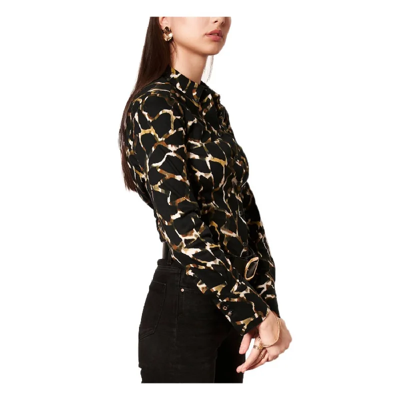 Pia Abstract Animal Print Blouse In Black