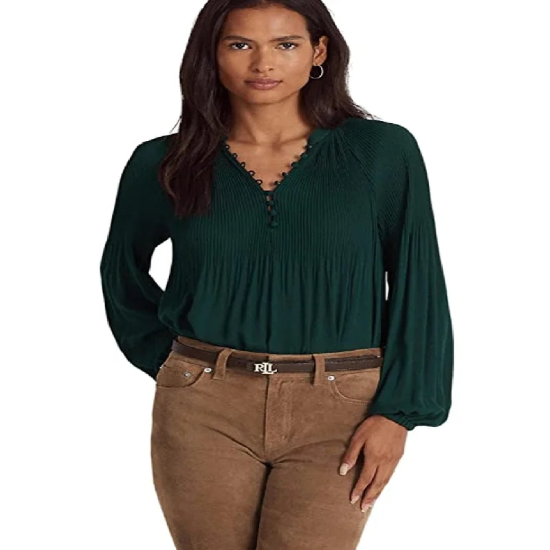 Ralph Lauren Women's Pleated Georgette Blouse Green Size Small