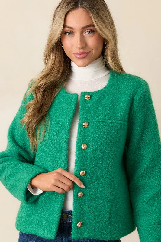 In My Heart Kelly Green Bouclé Jacket