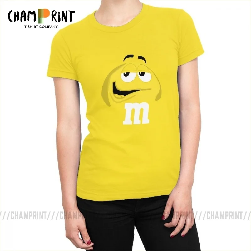 M&M's Chocolate Candy Tops Tees Character Face New Fashion Women's T Shirt Harajuku Cotton T-shirt for Female Funny Clothing