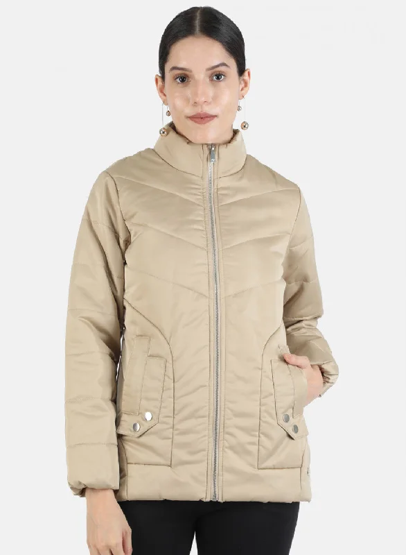 Women Beige Solid Jacket