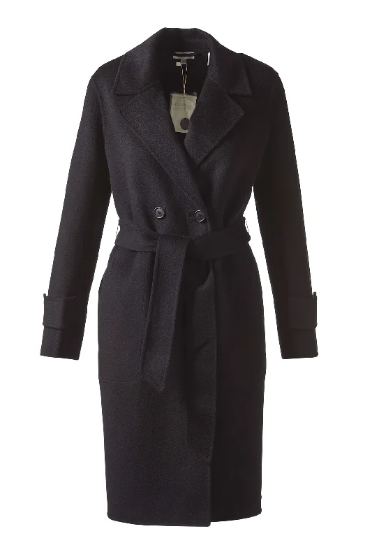 Kinross Notch Collar Belted Jacket Black