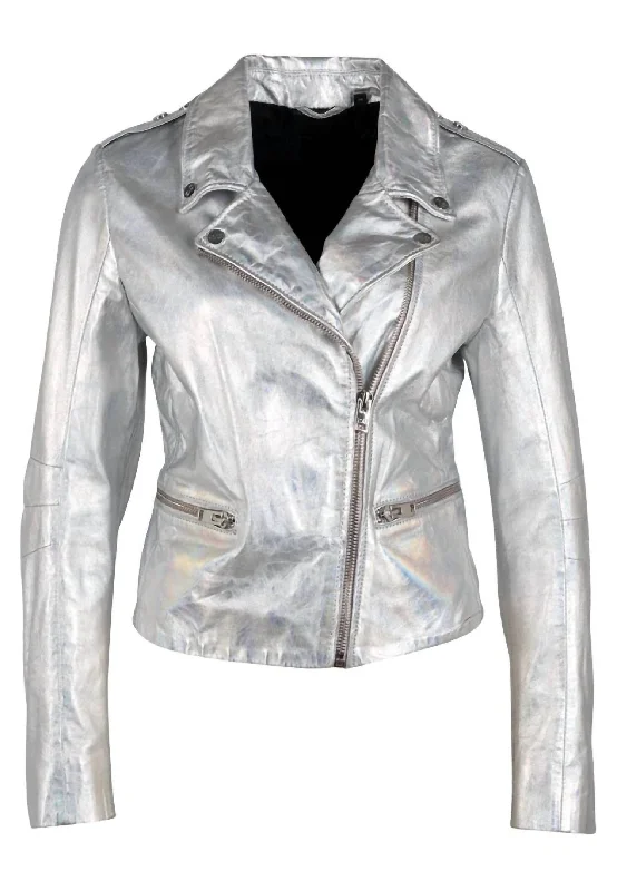 Women's Adeni Leather Jacket In Holographic