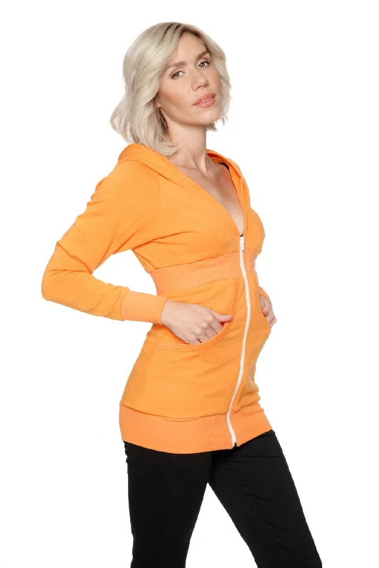 Zip-up Long Body Travel Hoodie Jacket (Sun Orange)