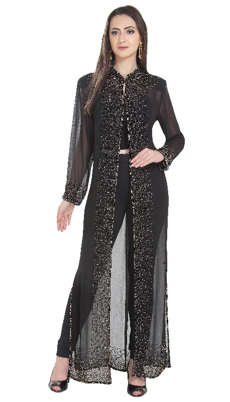 Long Overcoat Jacket With Embroidery