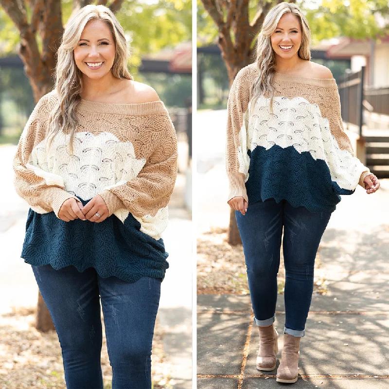 Angel In You Sweater, Mocha-Blue