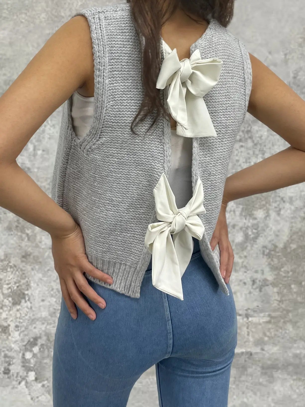 Satin Ribbon Bow Sweater