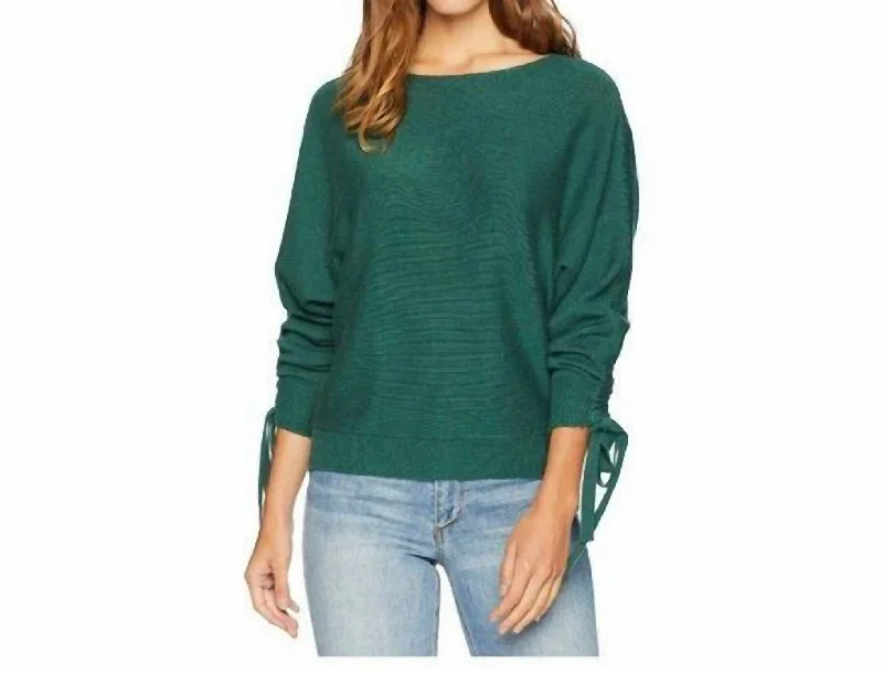 Dannee Ruched Long Sleeve Knit Sweater In Green